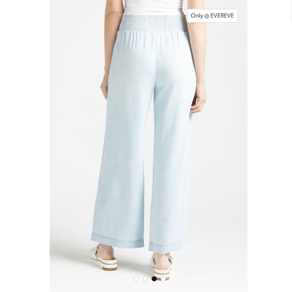 Cloth and Stone Smocked Wide Leg Pants Evereve Large NWT chambray pants - Picture 2 of 13